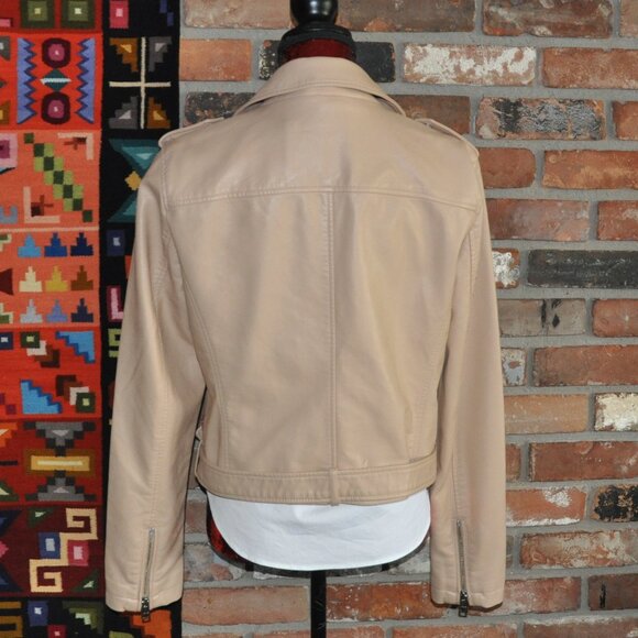 Levi's Red Tab Faux Leather Belted Motorcycle Moto Jacket Biscotti L - Picture 6 of 13